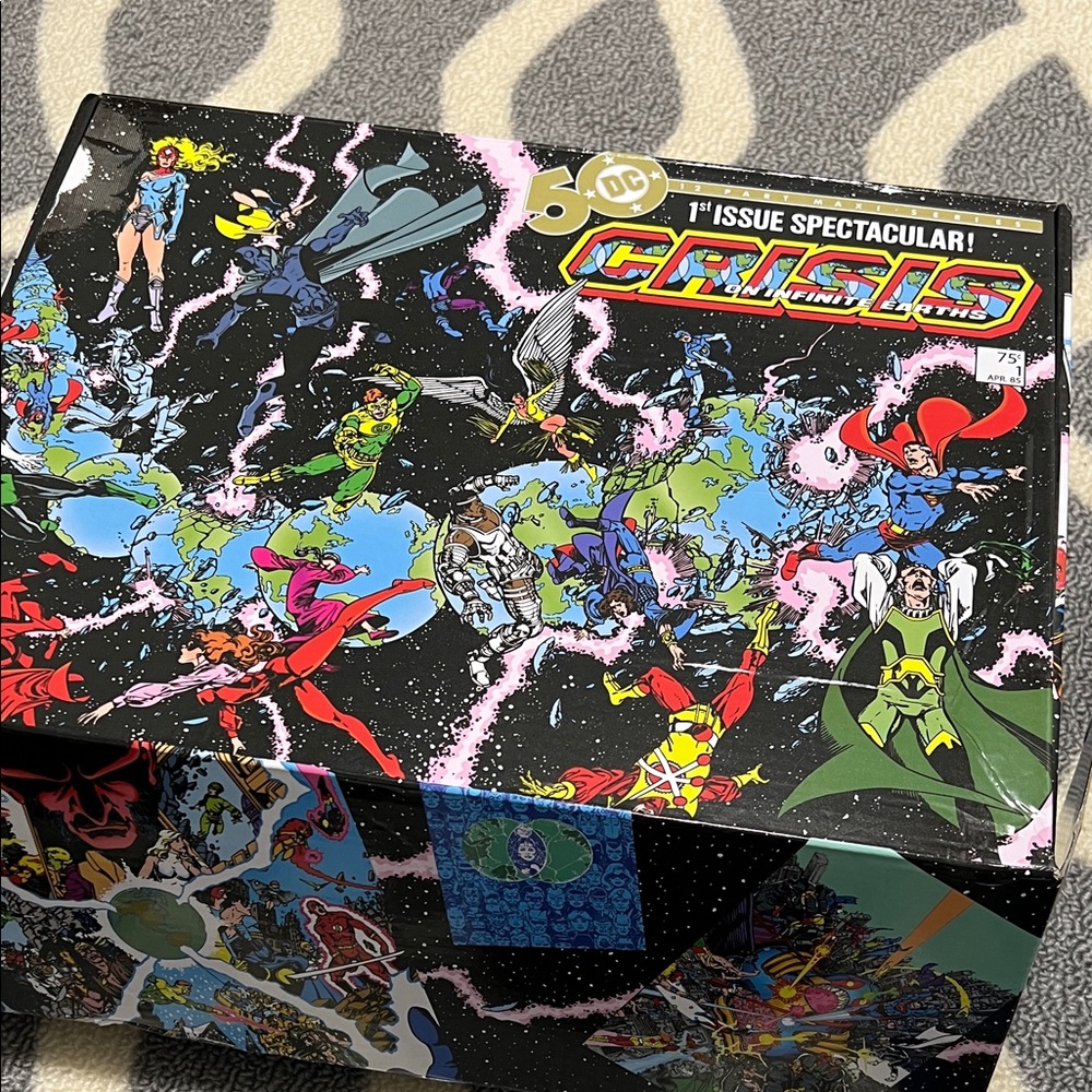 DC Crisis Comic-Themed Console Box with Multicolor Design
